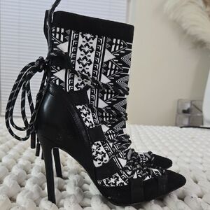 Azalea Wang Monochrome Patterned Heels